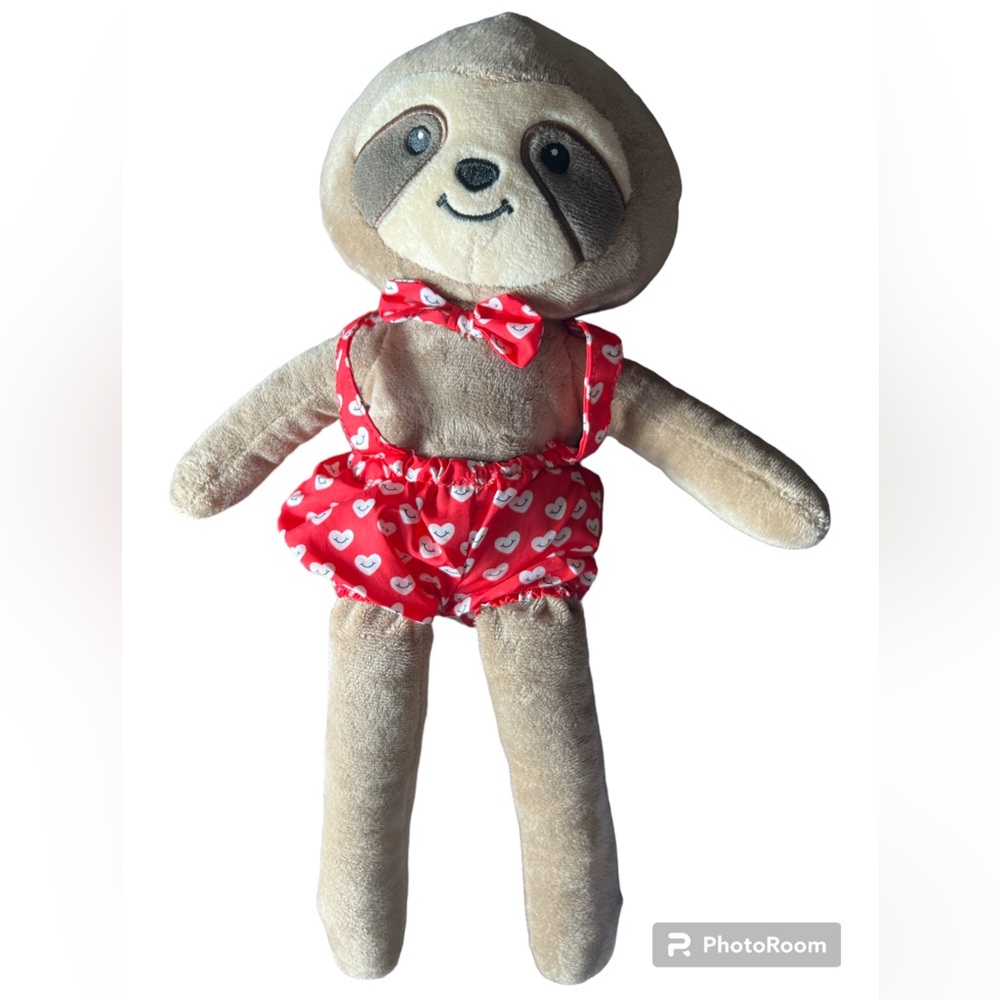 Spark Create Imagine Sloth Baby Plush Stuffed Heart Romper Rattle Lovey 16”
